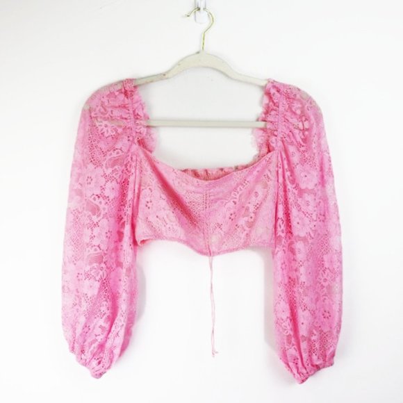 For Love And Lemons Tops - NEW For Love & Lemons Lafayette Lace Crop Top Pink